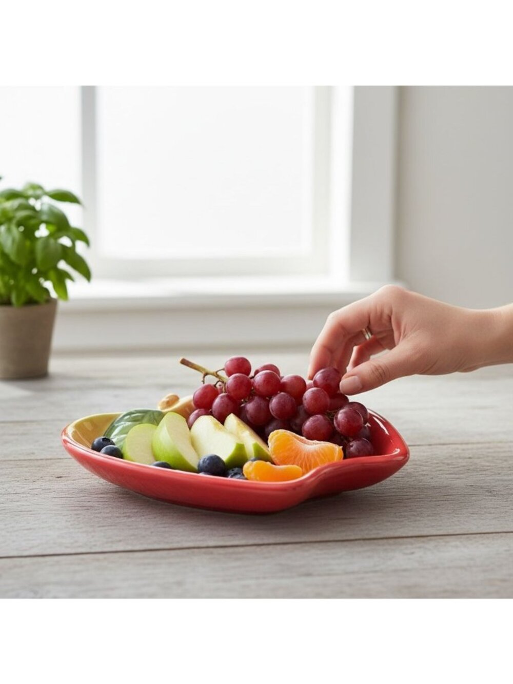 Vintage Russ Berrie Hand Painted Ceramic Apple Shaped Bowl